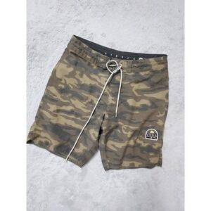 Vissla Board Shorts Mens 28 Camo Shorts Performance Surfing Drawstring Green